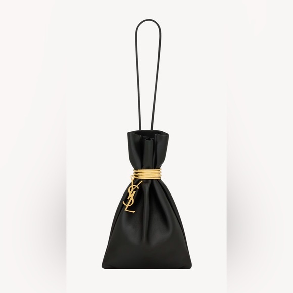 Yves Saint Laurent Handbags - Yves Saint Laurent Black Clutch with Gold Accents